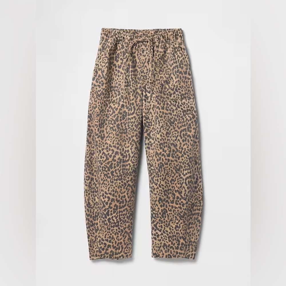GAP Women's Leopard Print Wide Leg Jeans in Tan and Black